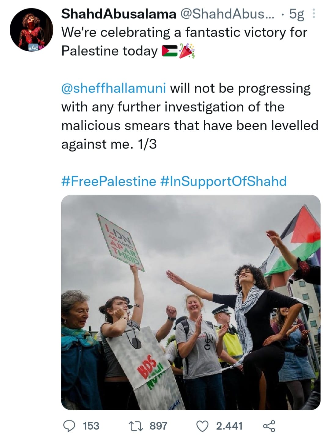 Shahd Abusalama reintegrata nell’università di Sheffield dopo le false accuse di “antisemitismo”